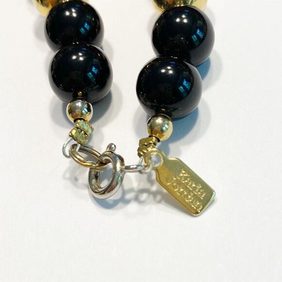 Karla Jordan Vintage Beaded Necklace Black & Gold Classic Career 1980s Boss Lady - Picture 3 of 6